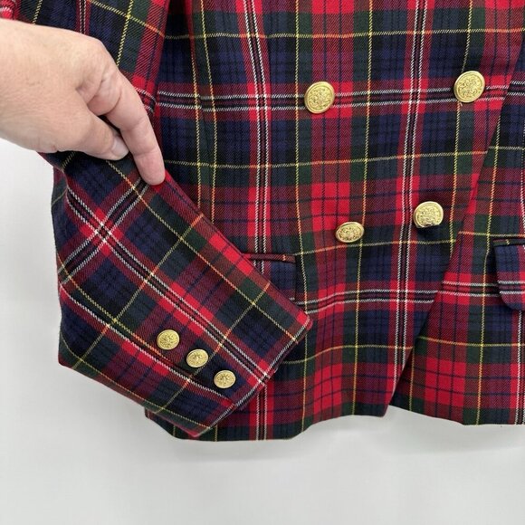 Nygard Jackets & Blazers - vintage 90s PLAID CROPPED JACKET blazer double breasted 100% wool tweed 8